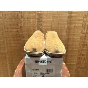 Minnetonka 3731 Men's Slipper US 10 Twin Gore Sheepskin Golden Tan Suede